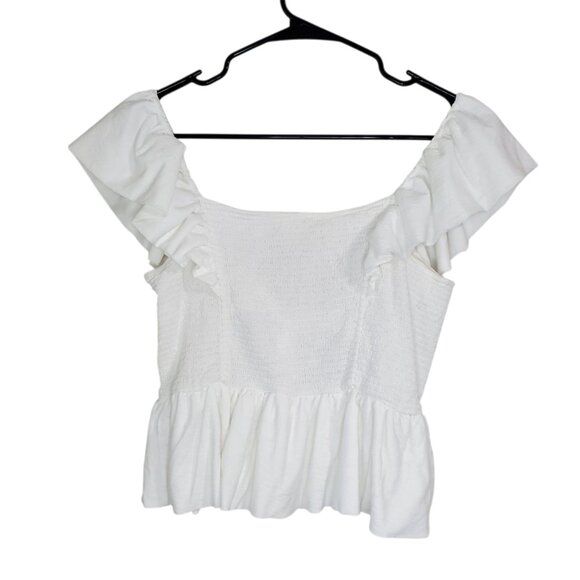 Nation Ltd. White Smocked Ruffle Jenny Tank - Large - Picture 2 of 8
